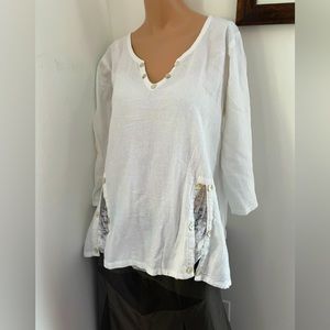 ☮️ New!! M 💯 cotton pure white summer top swim cover jumpsuit topper